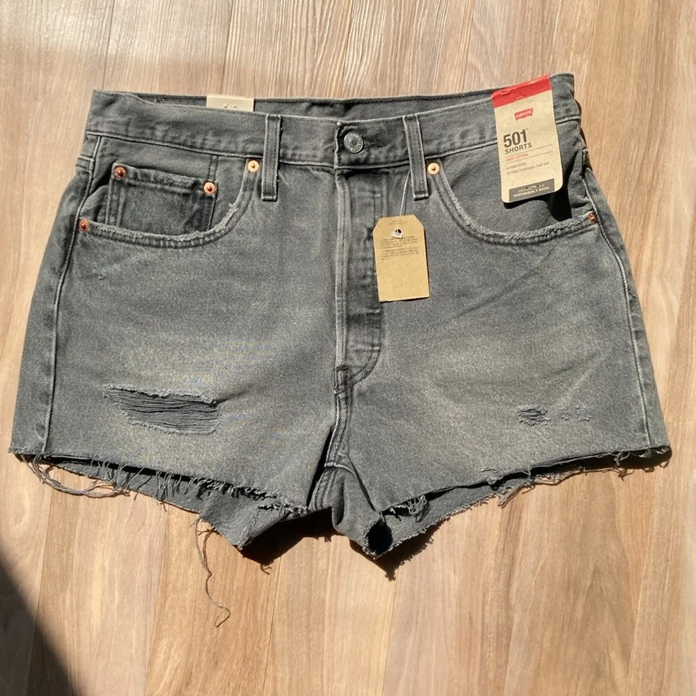 Relisted Levi’s short distressed high rise 501 jean cotton denim cutoff vibe 31 - Picture 10 of 17